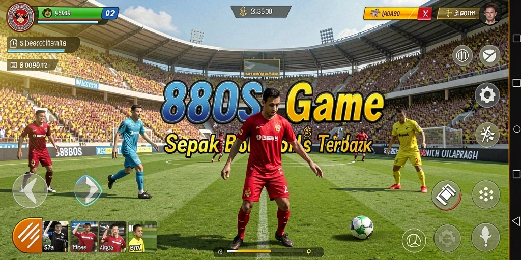 Tampilan gameplay 88BOS dengan aksi sepak bola seru.