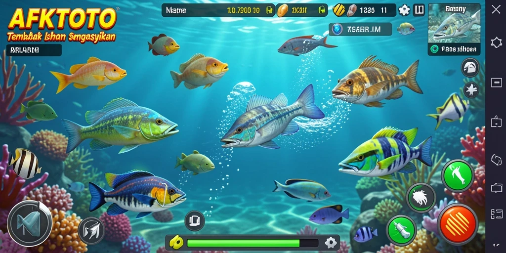 Screenshot gameplay AFKTOTO yang menampilkan serunya menangkap ikan.