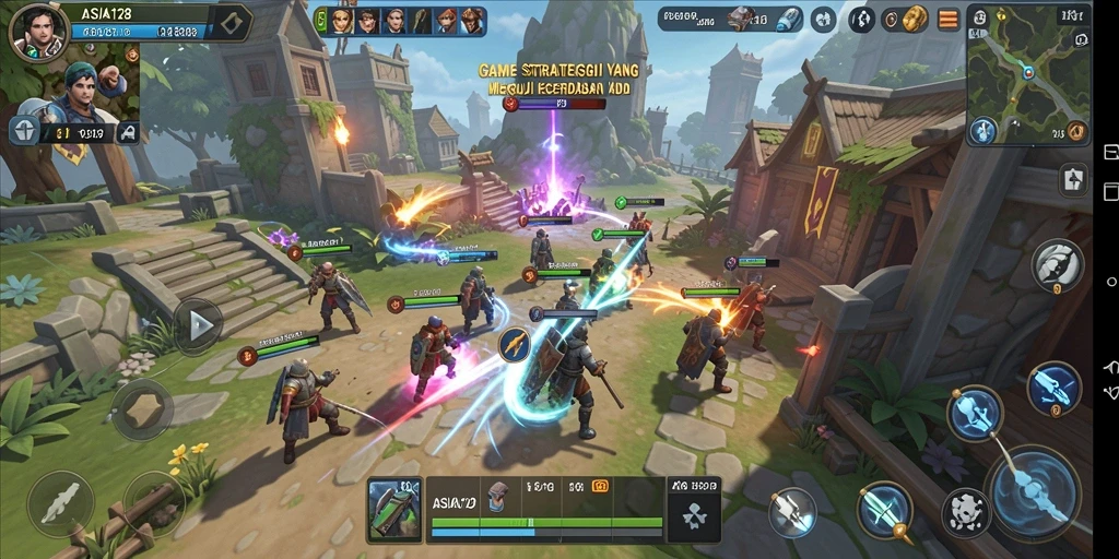 Tampilan gameplay strategis dengan berbagai pasukan dan taktik.
