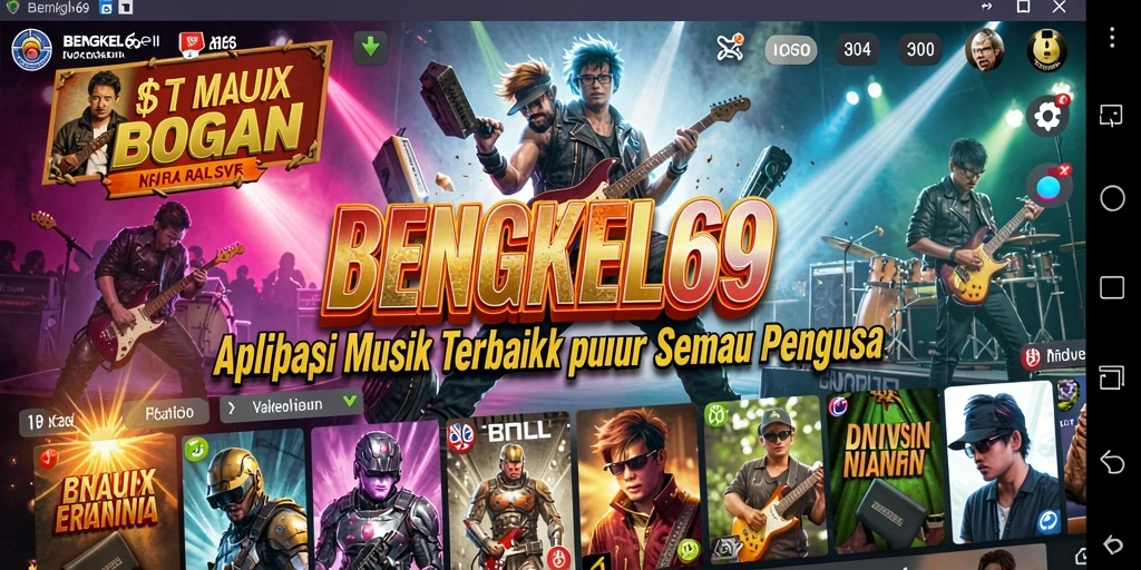 Tampilan gameplay BENGKEL69 dengan berbagai fitur musik menarik.