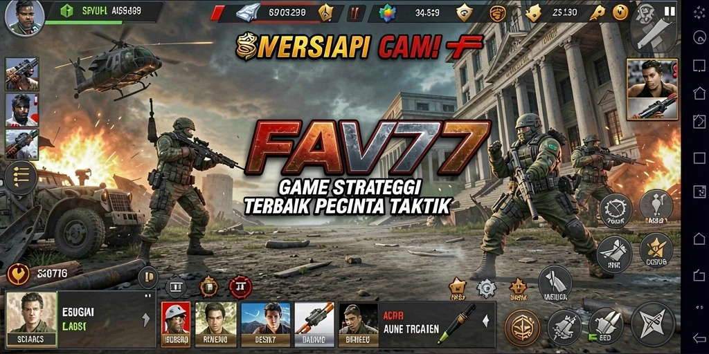 Tangkapan layar gameplay FAV77 yang menampilkan strategi pertempuran yang menarik.