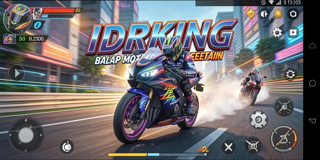 Gameplay mendebarkan di trek balapan motor IDRKING.