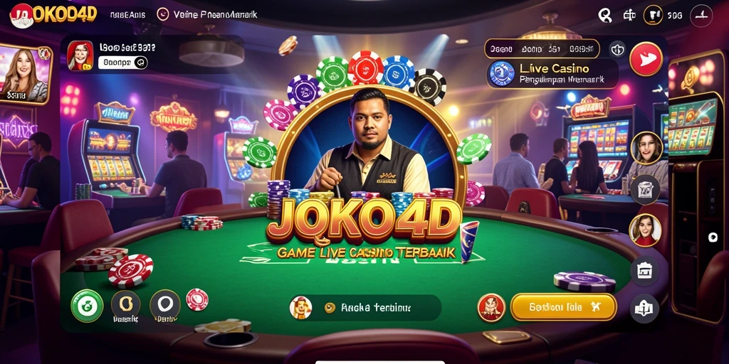 Screenshot utama JOKO4D menampilkan dealer profesional dan pemain yang asyik bermain.