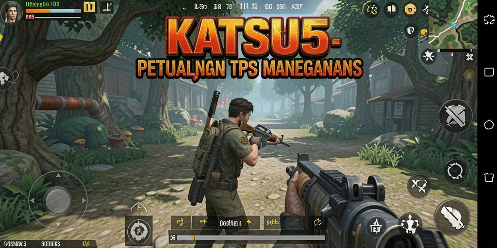 Gameplay KATSU5 yang mendebarkan dalam pertempuran TPS.
