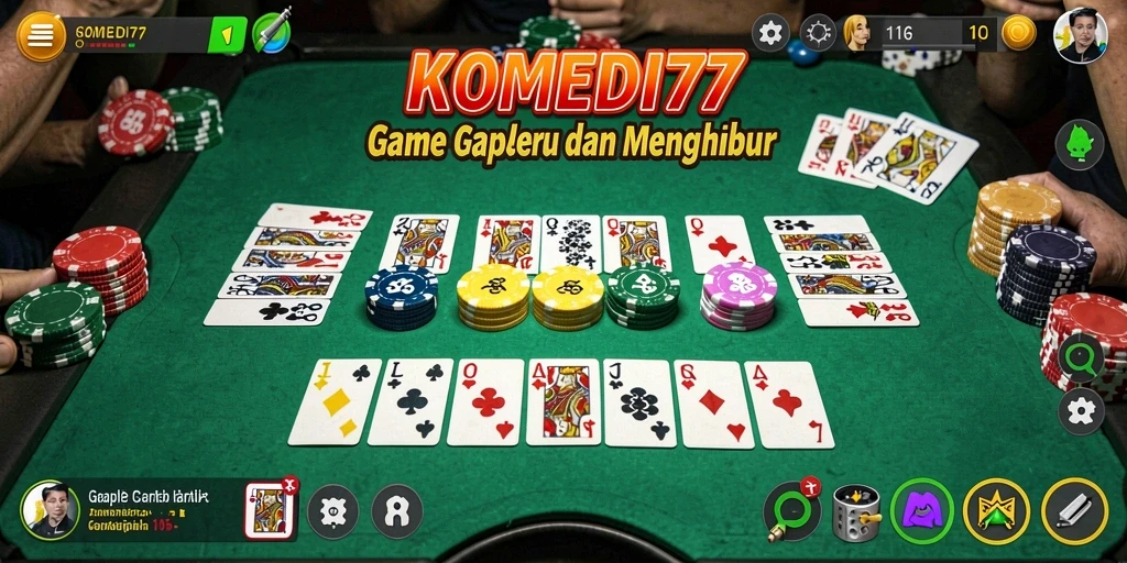 Tampilan menarik dari gameplay Gaple di KOMEDI77.