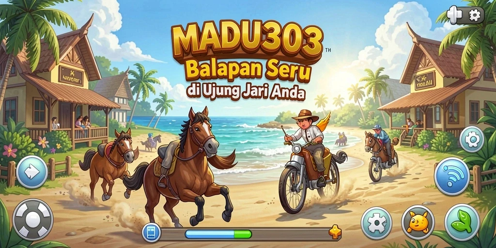Tampilan gameplay menarik yang menunjukkan aksi balapan di MADU303.