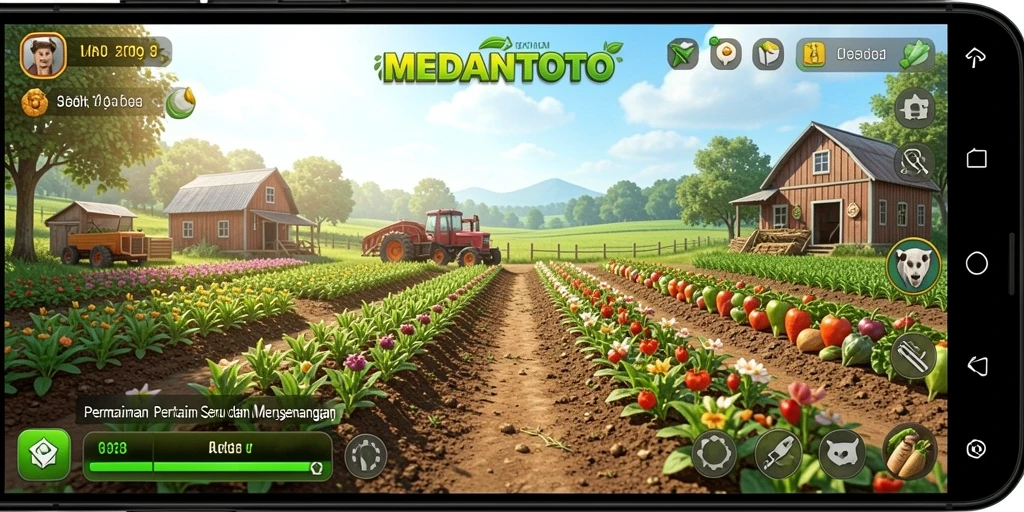 Tampilan gameplay MEDANTOTO yang menarik saat panen hasil pertanian.