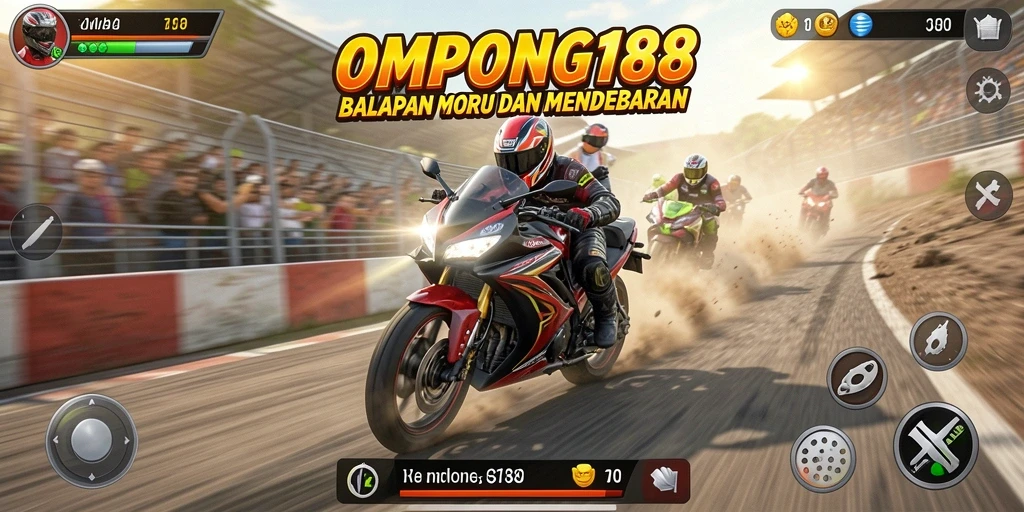 Gameplay seru OMPONG188 dengan balapan motor yang mendebarkan.