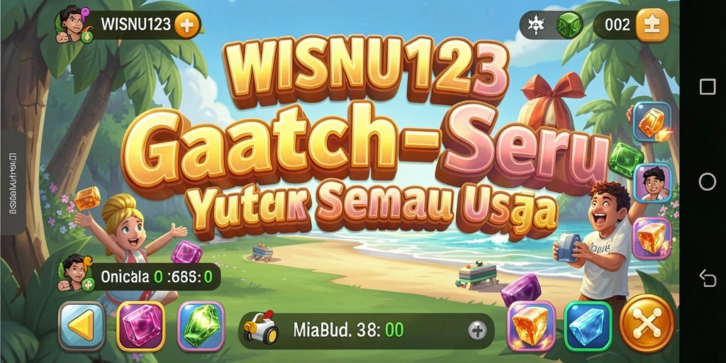 Screenshot gameplay WISNU123 menampilkan aksi mencocokkan permata yang seru.